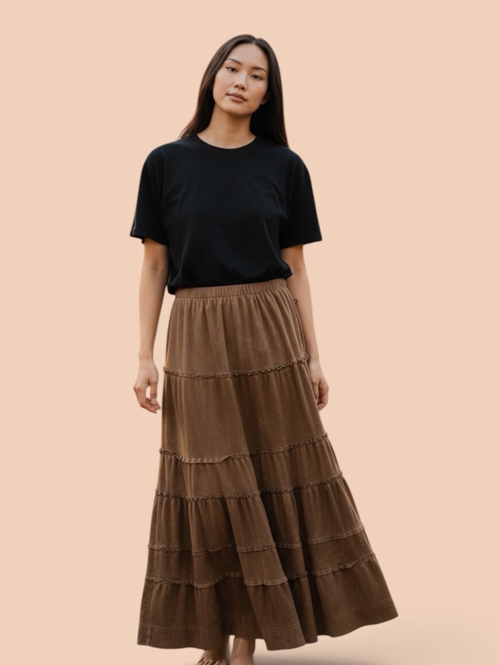 Vintage Faux Suede Maxi Skirt Size M